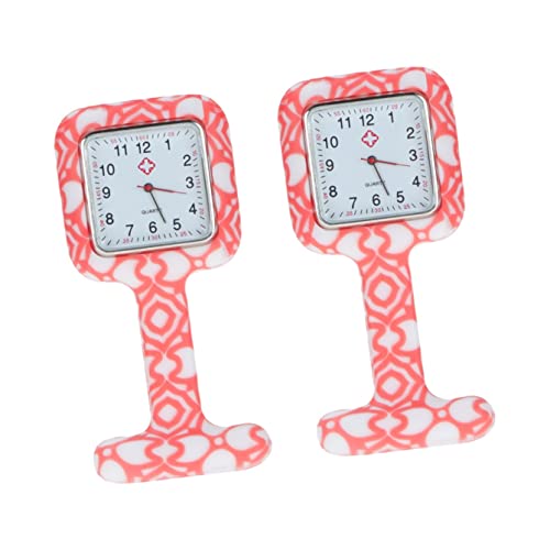 Mikikit 2stücke Portable Silikon Krankenschwester Uhr Quadratische Medizinische Taschenuhr Mit Zufallsdruck Für Damen Für Pflegekräfte Und Medizinisches Personal Langlebig Und Präzise von Mikikit