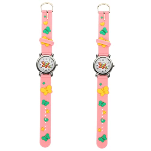 Mikikit 2-teilige Mädchenuhr Jungen- und Mädchenuhr für Kleinkinder Leichte Cartoon-Armbanduhr Angepasstes Design und Einfach Zu Bedienen von Mikikit