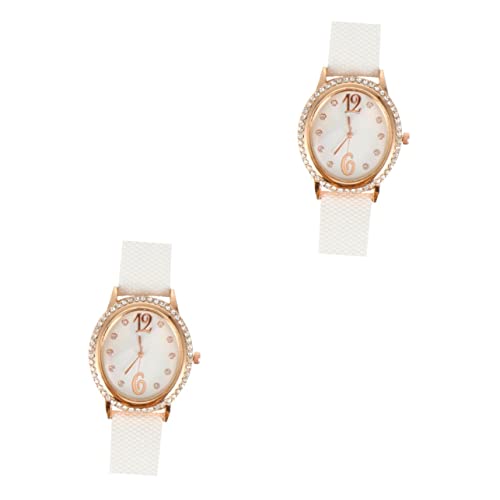 Mikikit 2-teilige Quarzuhr Für Damen Diamant-freizeituhr Lederarmband Damenuhr Einfache Ovale Form Modisches Accessoire Für Mädchen Besondere Tage von Mikikit