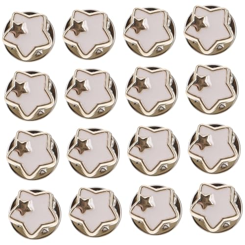 Mikikit 20stücke Stern-anstecker Druckknöpfe Zum Aufnähen Aus Zinklegierung Für Geldbörsen Handtaschen Taschenknöpfe Verschlüsse Weiß Ohne Nähen von Mikikit