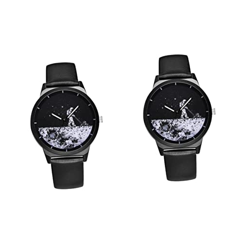 Mikikit 2st Astronautenuhr Handgelenk Paar Uhren Armbanduhr Zum Verschenken Uhr Mit Lederarmband Outdoor-Business-Uhr Herren Armbanduhr Auf Fest Achten Wählen Legierung Damen Geschenk von Mikikit