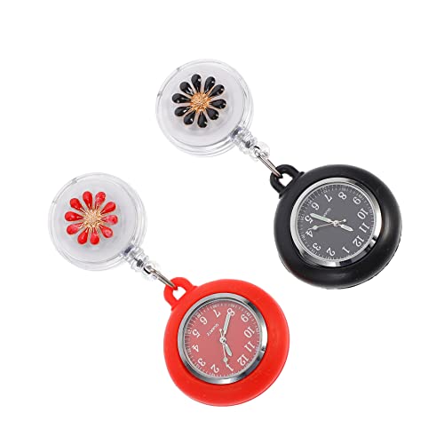 Mikikit Betrachten 2st Taschenuhr Mann Beobachten Krankenpflege Uhr Fob Uhr Reloj Deportivo para Hombre Analogue Quarzuhr Anstecknadel Damen Uhrkette Glas Revers Broschen Für Damen von Mikikit