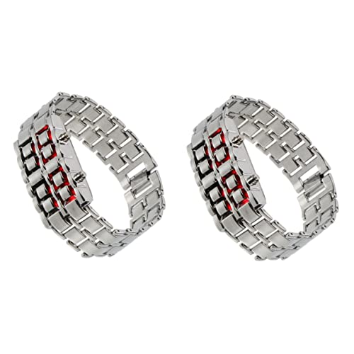 Mikikit 2stücke Armbanduhr Rechteckigem Gehäuse Und -Display Stilvolle Digitale Uhr Für Für Alltag Und Besondere Anlässe von Mikikit