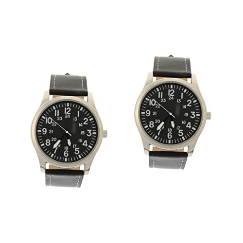 Mikikit Modische Armbanduhr Handschmuck 2Pcs Robustes Schwarzes Handgelenk Tragbares Geschäft Verschleißfeste Herren-Accessoire Leuchtende Uhr Zart Herrenarmbanduhr Herrenuhr von Mikikit