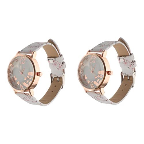 Mikikit 2 Stücke Frauen Floral Quarz Uhr Elegante Armbanduhr Für Mädchen Einfache Präzise Bewegung von Mikikit