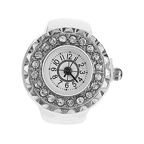 Mikikit 2st Ringuhr Diamantbandringe Für Damen Diamant-fingeruhr Diamantuhr Für Männer Herren Diamantringe Fingerring Diamant Dekorativ Mann Diamant-Ring Elektronisch Weiß Zinklegierung von Mikikit