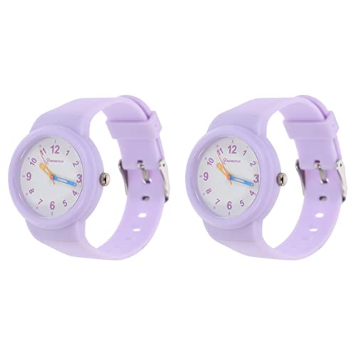 Mikikit Smartwatch 2Pcs Untersuchungsuhr Stilvoll für Erwachsene Leben Quarz Premium Kinder Casual Kleinkind Armbanduhr Armbanduhr: Täglich Unisex Geschenke Design Wasserdicht Zart Kinder von Mikikit