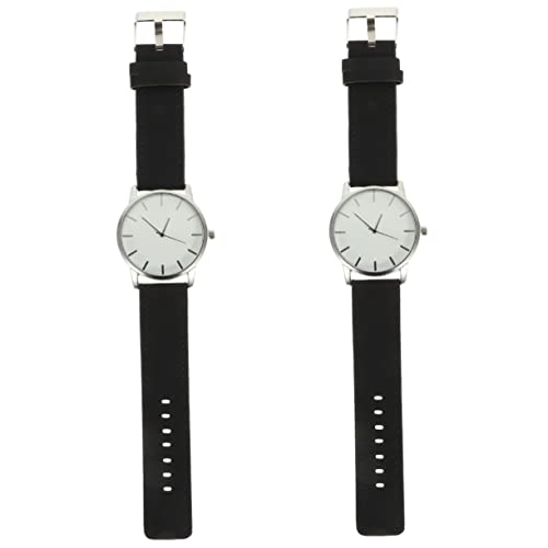 Mikikit 2Pcs Weibliches Handgelenk Widerstandsfähige Mädchen Tragen Uhr Dekorative Bewegung Zart Tragbar Männer Band Großes Zubehör Verschleißfeste Hand Zifferblatt Schwarze von Mikikit