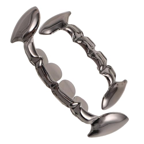Mikikit 2Stücke Abnehmbare Vampire Grills Hip Hop Zähne für Halloween Goldene Mundzubehör mit Verarbeitung Kostümpartys Cosplay von Mikikit
