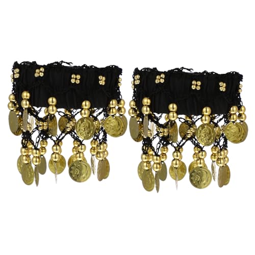 Mikikit 2Stücke Bauchtanz Fußkettchen mit Münzdekoration Perfektes Kostümzubehör für Frauen für Tanzauftritte Besondere Anlässe von Mikikit