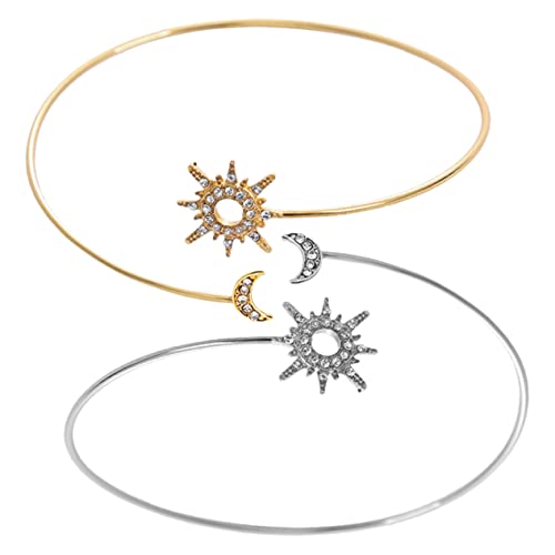 Mikikit 2stücke Sonne Und Mond Armband Für Damen Goldene Armmanschetten Wickelarmbänder Armband Mit Sonne Und Mond Arm Armmanschetten Für Frauen von Mikikit