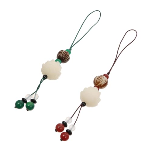 Mikikit 2er Set Wurzel Anhänger Mit Lotus Design Für Handy Tasche Schlüsselanhänger Bunte Farben Roter Und Grüner Achat Stilvolle DIY Dekoration Für Frauen Und ädchen von Mikikit
