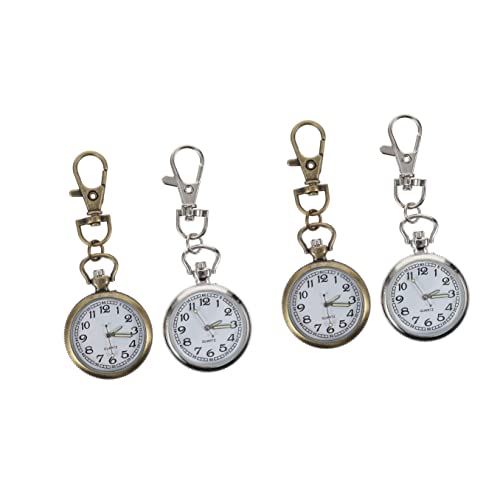 Mikikit 2sets Retro Taschenuhr Schlüsselanhänger Vintage Quarzuhr Für Frauen Männer 2 Stücke * 2 von Mikikit