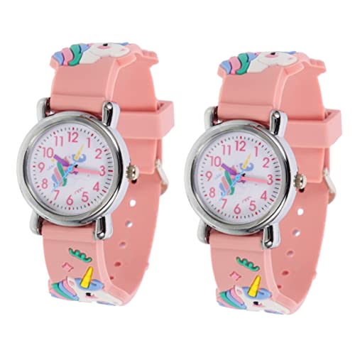 Mikikit 2st Zeichentrickuhr Für Kinder Kinderuhren Für Mädchen Im Alter Von 5-7 Jahren Mädchenuhren Im Alter Von 7-10 Jahren Uhrendekoration Junge Mädchen Anschauen Kieselgel Student von Mikikit