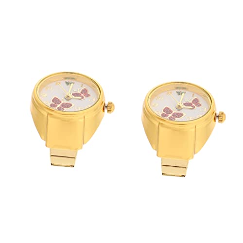 Mikikit 2stücke Dekorative -Uhr Mit Schmetterlingen Tragbare Verschleißfeste Fingeruhr Für Damen Und Party-Accessoire Und Modisches Schmuckstück von Mikikit