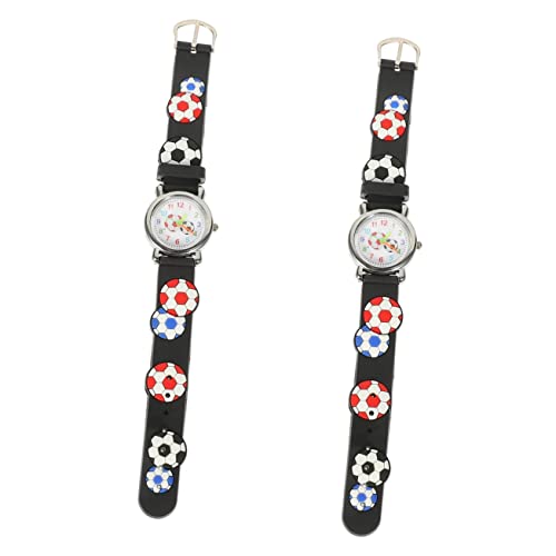 Mikikit 2stücke Fashion Kids Sports Watch Mit Fußballmotiv Einstellbare Armbanduhr Für Jungen Und Mädchen Leicht Und Langlebig Für Sport Und von Mikikit