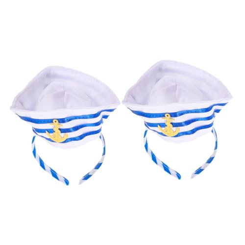 Mikikit 2stücke Kapitänsmütze Haarreif Blaues Matrosenhut-kopfbügel-accessoire Für Halloween-party Cosplay Und Themenveranstaltungen von Mikikit
