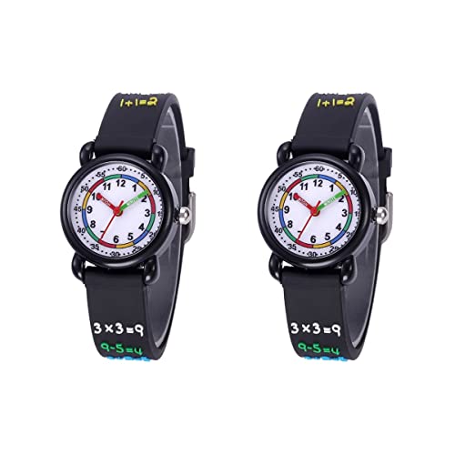 Mikikit 2stücke Mädchen Cartoon Armbanduhr wasserdichte Quarzuhr Für Jungen Und Mädchen Mit Bequemem Gurt Für Geburtstagsgeschenke Und Tägliches Tragen von Mikikit