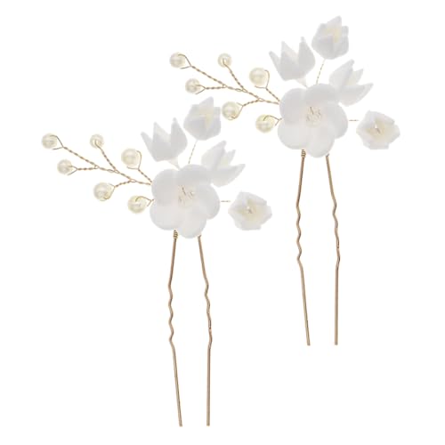 Mikikit 2stücke Perlenblumen Braut Haarnadeln Handgemacht Leichte Haarspangen Für Hochzeit Einzigartige Blüten Haarspangen Für Bräute Wiederverwendbares Kopfband Für Frauen von Mikikit