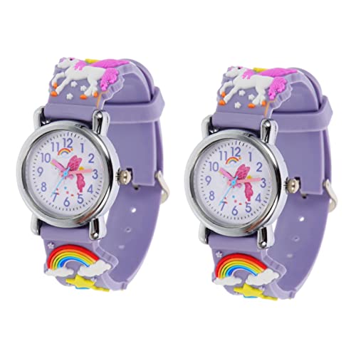 Mikikit 2stücke Silicone Kinderuhr Einhorn Armbanduhr Für Mädchen Und Jungen Langlebige Quarzzeitmesser Mit Silikonband Geschenkidee Für Kindergeburtstage Und Feiertage von Mikikit