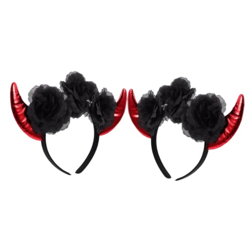 Mikikit 2stücke Teufelshörner Halloween Stirnband Hörner Haarband Teufelshorn Stirnband Halloween Hörner Kopfbedeckung Teufelshorn Haarband Haar Accessoire von Mikikit