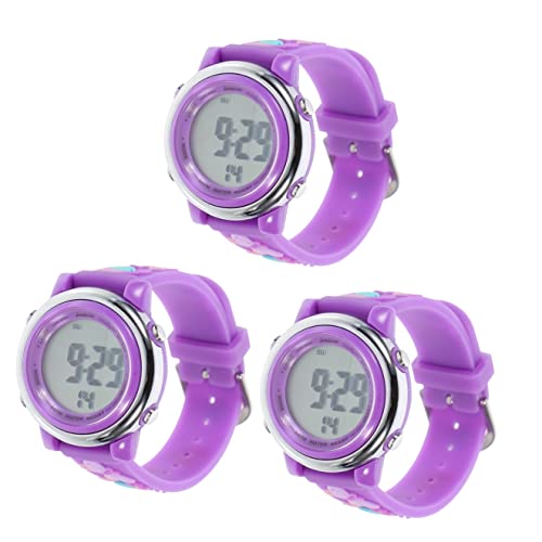 Mikikit 3 STK Kinderuhr schöne Uhr Kindergeschenk langlebige Uhr für Kinder Uhren Kinder Digitaluhr Multifunktionsuhr Kinder schauen zu Kinder anwesend lila Uhr LED Anschauen Student Abs von Mikikit