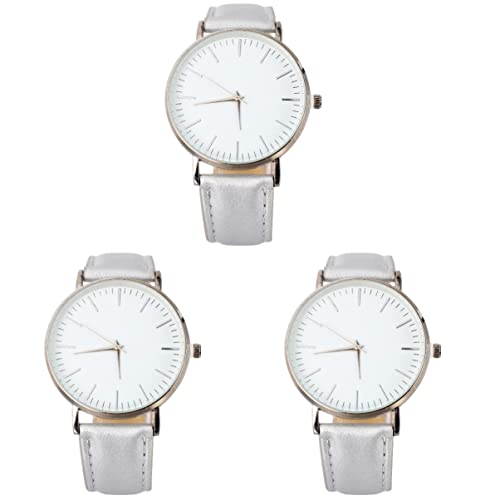 Mikikit 3 STK Anschauen Universal- Moderne Uhr Pu-Armbanduhr Geburtstagsgeschenke Weihnachtsuhren Für Damen Modeuhren Für Damen Kreative Paaruhren Erröten Erdfarben Glas Männer Und Frauen von Mikikit