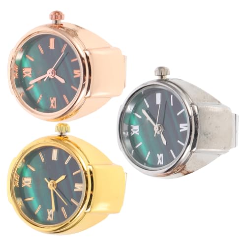 Mikikit Mini Kreative Ringuhr Für Finger 3 Stück Edelstahl Fingeruhr Im Modernen Design Charmante Ringe Uhr Für Damen Stilvolle Fingerringe Für Besondere Anlässe von Mikikit