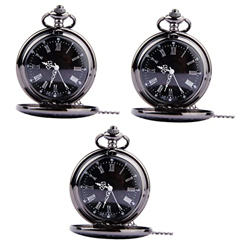 Mikikit 3 STK Römische Zahlen Steampunk-taschenuhr Römische Ziffern Steampunk Antike Tasche Analoge Quarzuhr Runde Taschenuhr Vintage Taschenuhr Mit Kette Retro-Uhr Damen Jahrgang Clip von Mikikit