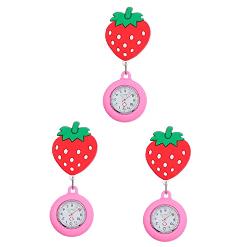 Mikikit Betrachten 3 STK Tagesschwestern Auf Clip- Pflege Für Clip Student Rot Ärzte Erdbeerbrosche Uhren Bewegung Uhr Mütter Hängende Nadel Dehnbar Weihnachten von Mikikit
