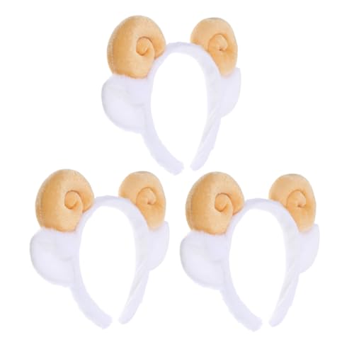 Mikikit 3 STÜCKE Teiliges Plüsch Schafhorn Haarreif Weiches Cartoon Lammohren Stirnband Passend für Erwachsene Langlebig und Leicht zu Reinigen für Cosplay Party und Halloween von Mikikit