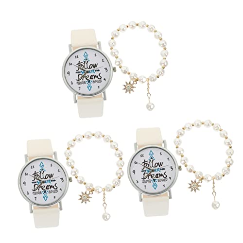 Mikikit 3sätze Mädchen Armbanduhren Set Mit Dekorativem Armband Stilvolle -Uhr Für Mädchen Anpassbare Armbanduhr Mit Elegantem Design Für Schule Und Freizeitveranstaltungen von Mikikit