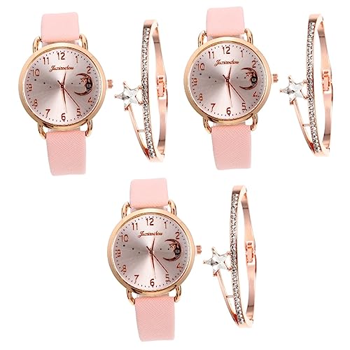 Mikikit 3 Sets Uhrengeschenke Exquisite Damen-Ornamentelemente Mit Armbandset Partyuhren Im Designstil Modern Damenarmband Für Kalender Elegant von Mikikit