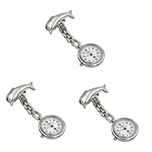 Mikikit 3 Stücke Uhr Tasche Größe Mode Steampunk Delphin Brosche Silber Hängende Uhr Präzise Zeit von Mikikit