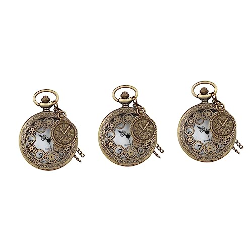 Mikikit 3 Stück Hängeuhr Taschenuhr-Halskette Vintage-halskettenuhr Taschenuhr Großpackung Für Männer Und Frauen von Mikikit