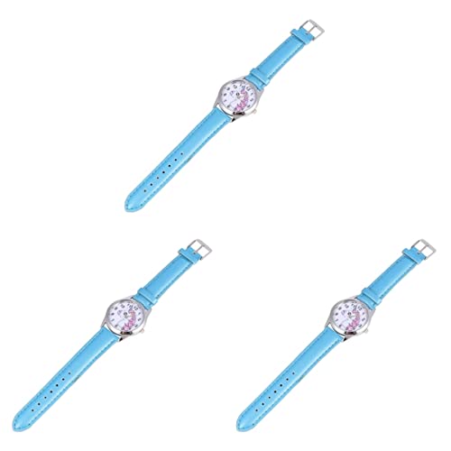 Mikikit Betrachten Modeuhr 3 Stück Blaues Einhorn-Baby-Lederarmband mit Uhrenmuster Armbanduhr Handgelenk von Mikikit