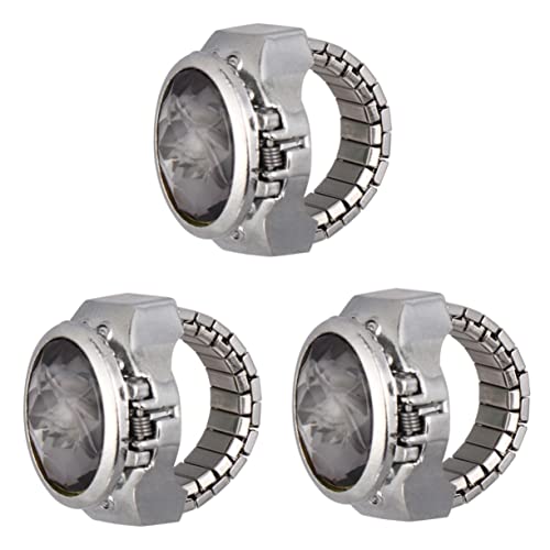 Mikikit 3st Ringe Für Herrenmode Herrenuhren Ringuhren Modeuhren Für Damen Fingerring Vintage Uhrenring Uhren Für Funky Ringe Herrenringe Mutter Mini Elastischer von Mikikit