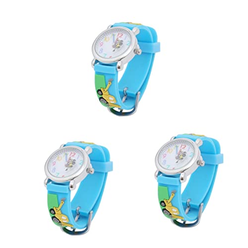 Mikikit 3st Kinderuhren wasserdichte Kinderuhr Kreative Kinderuhr Cartoon-Armbanduhr Quarzuhr Für Kinder 3D Zeiger von Mikikit