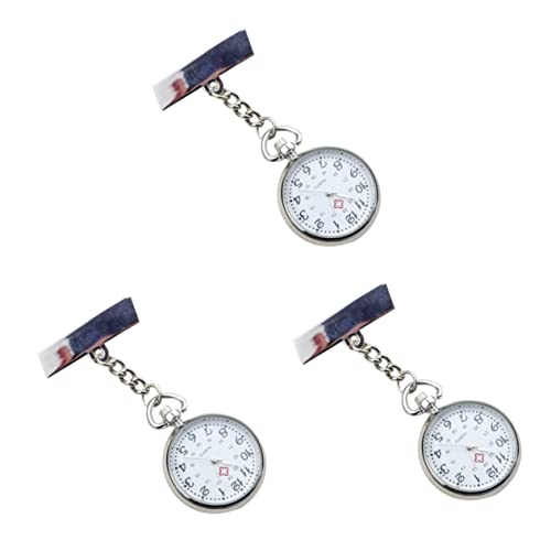 Mikikit Taschenuhr 3 Clip-On Schlüsselanhänger Nützlich Krankenschwester Clip Pflegeuhren Metall Hängend Krankenschwestern Ärzte Mode Einfach von Mikikit