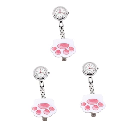 Mikikit 3 STK Formular für Katzenkrallenschwestern hängende Taschenuhr Uhr elektronische Uhr Leuchtend Katzenpfote Brustuhr Anschauen Damen Schwesterntisch Rostfreier Stahl von Mikikit