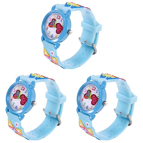 Mikikit Kinderuhren 3 Stück Ornament Geschenk Armbanduhr Cartoon Farbig Reizend Entzückend Uhr Verstellbar Kinder Handgelenk Dekorativ Praktisch Allgleiches D Kinder Modisch Student von Mikikit