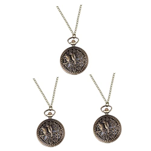 Mikikit 3 Stück Retro-taschenuhr Mit Ausgehöhlter Zinklegierung Zarte Quarzuhr Vintage-Design Modisches Accessoire Für Männer Und Frauen von Mikikit