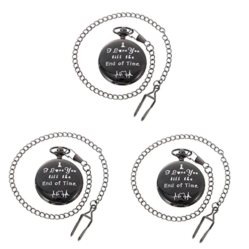 Mikikit 3-teiliges Retro-taschenuhr-Set für Herren Quarz mit Kette Stilvolle Dekorative Uhr für Zuhause von Mikikit