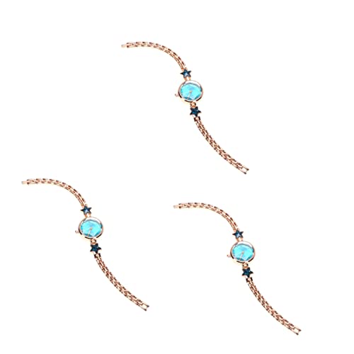 Mikikit 3stücke Damen Star-Shaped Rhinestone Armbanduhr wasserdichte Quarzuhr Für Stilvolle Frauen Handgelenksdekoration Blau Als von Mikikit