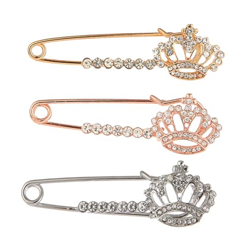 Mikikit 3 Stück Teiliges Broschen mit Modischer Kronenform Schmuck Broschen aus für Damen Vielseitiger Kleidungsschmuck für Pullover Schals und Jacken für Festliche Anlässe und Alltag von Mikikit
