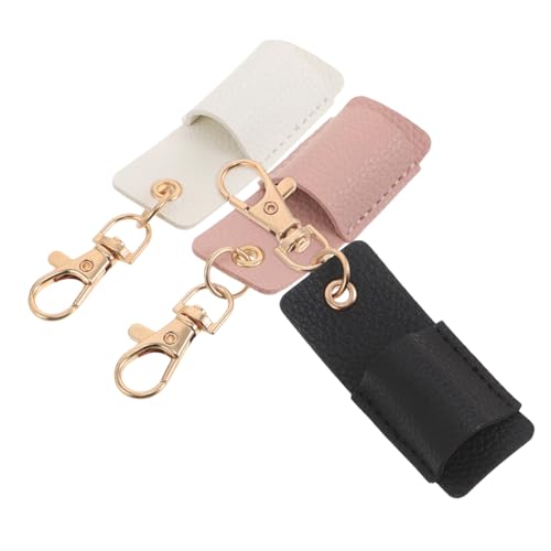 Mikikit 3 Stück Teiliges Stiftetui mit Schlüsselanhänger Tragbarer Einzelner Stifthalter mit Weicher Innenfütterung Sicheres Aufbewahren für Unterschriftenstifte Stilvoller Litchi Beutel von Mikikit