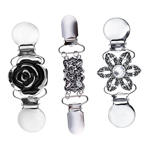 Mikikit 3 Stück Teiliges Strickjackenclips Dekorative Pullover Clips mit Glatter Oberfläche Vielseitige Kleiderschlaufe für Damen Elegant und Festigend Geeignet für Schals Cardigans und von Mikikit