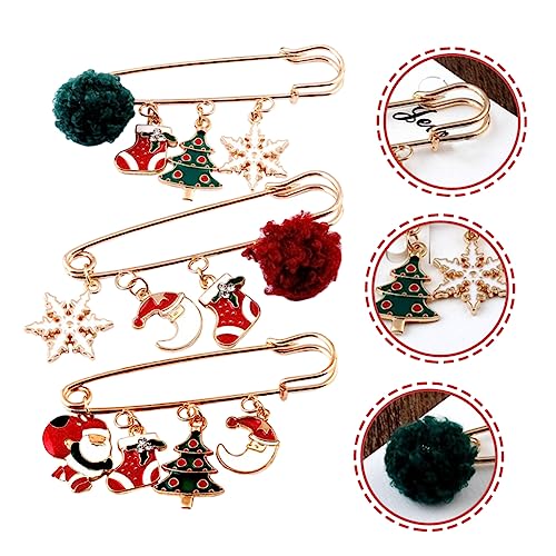 Mikikit 3 Stück Teiliges Weihnachtsbroschen aus Langlebiger Legierung Schal und Pullovernadel Vielseitiger Anstecker für Damen zu Festen und Businessveranstaltungen von Mikikit