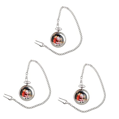 Mikikit 3stücke Vintage Taschenuhr Mit Kette Retro Design Leichte Und Tragbare Quarz-Uhr Für Und Als Weihnachtszeit Verschiedene Kettenvarianten von Mikikit
