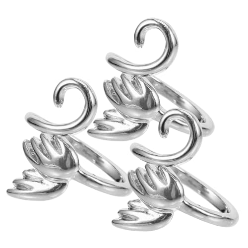 Mikikit 3 Stück Verstellbare Häkelringe aus Langlebiger Legierung Leichter Wollring für Stricken und DIY Handarbeiten Offener Finger Ring für Einfache Garnspannung und Komfortables von Mikikit